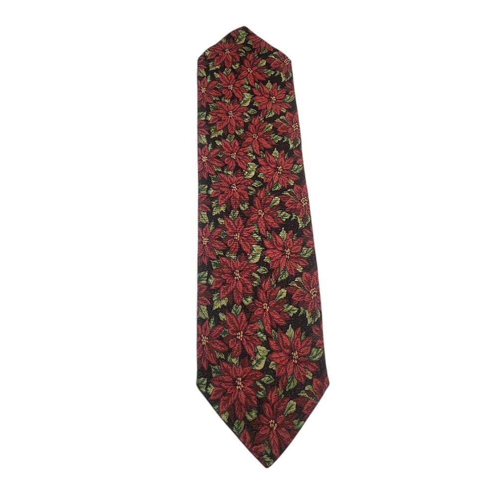 Holiday Table Runner – Festive Poinsettia Floral on Black